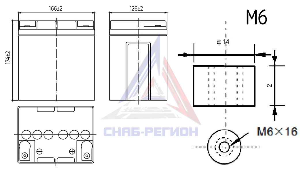 Размеры свинцово-кислотной аккумуляторной батареи HRL12136W MNB Battery