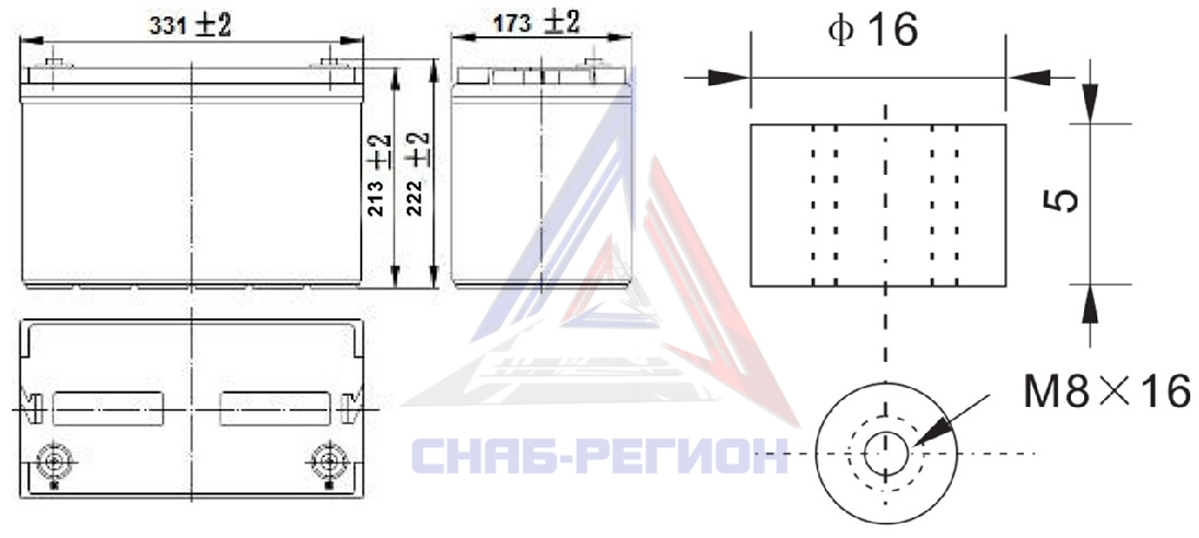 Размеры свинцово-кислотной аккумуляторной батареи HRL12460W MNB Battery Размеры свинцово-кислотной аккумуляторной батареи HRL12460W MNB Battery