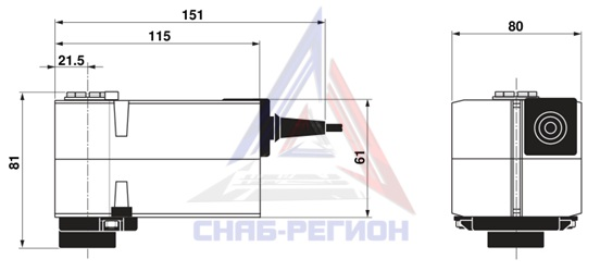 Габаритные размеры Belimo привода TRF24-MFT-O