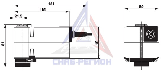 Габаритные размеры Belimo привода TRF24-SR-O Габаритные размеры Belimo привода TRF24-SR-O