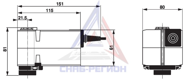 Габаритные размеры Belimo привода TRF24-SR