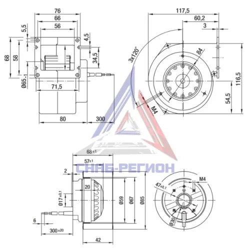 Габаритный чертёж центробежного компактного вентилятора G2E085AA0101 Эбм Габаритный чертёж центробежного компактного вентилятора G2E085AA0101 Эбм