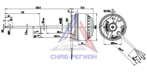 Габаритные размеры AC электродвигателя M2E068CF0648 Эбм