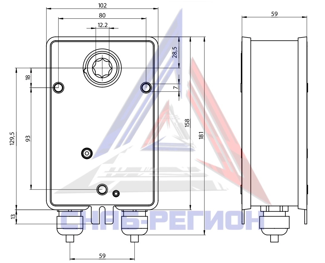 Габаритные размеры привода LAB R-BLF24 ENSO