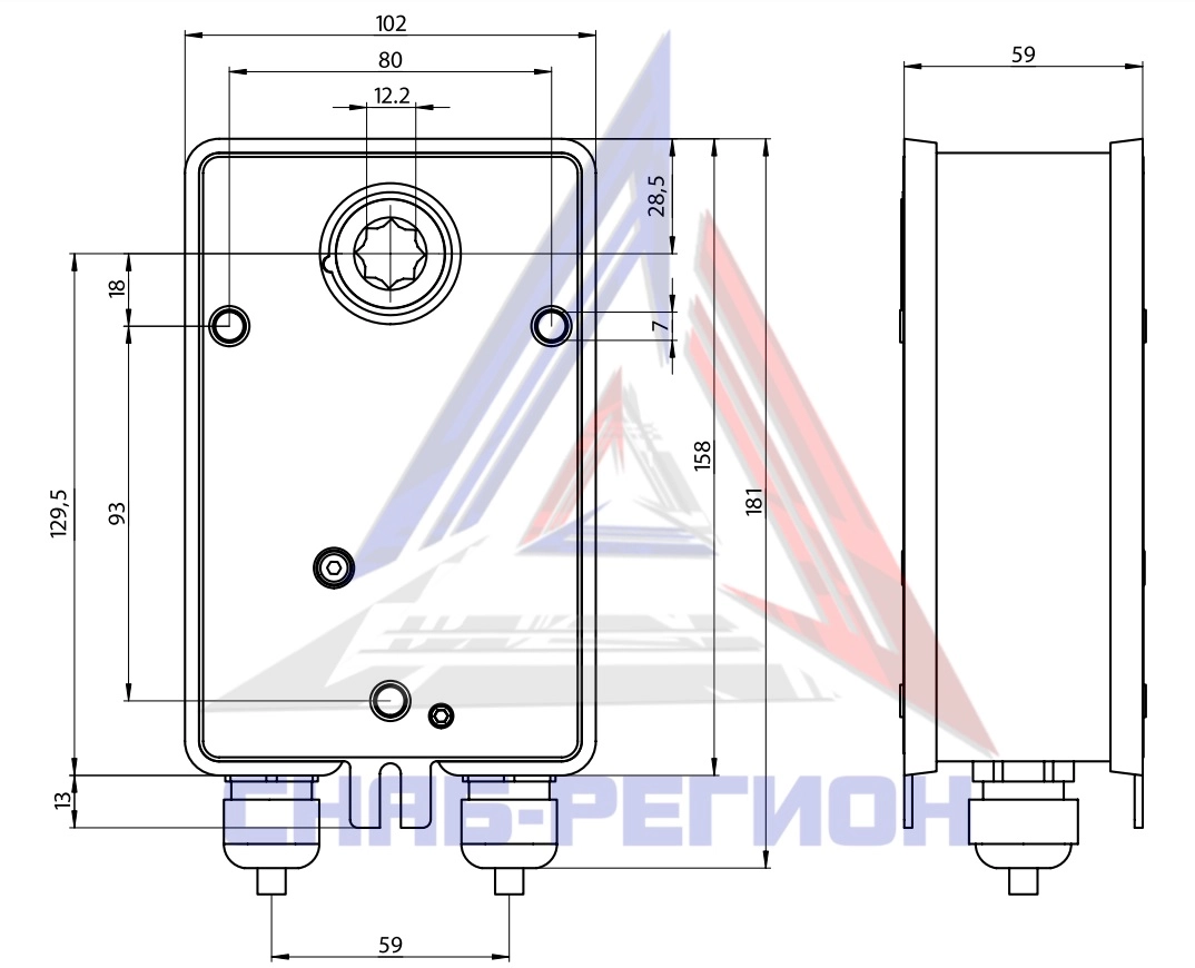 Габаритные размеры привода LAB R-BLF230 ENSO