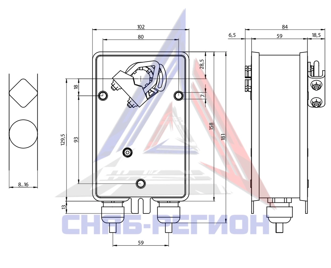 Габаритные размеры привода LAB R-NM230 ENSO