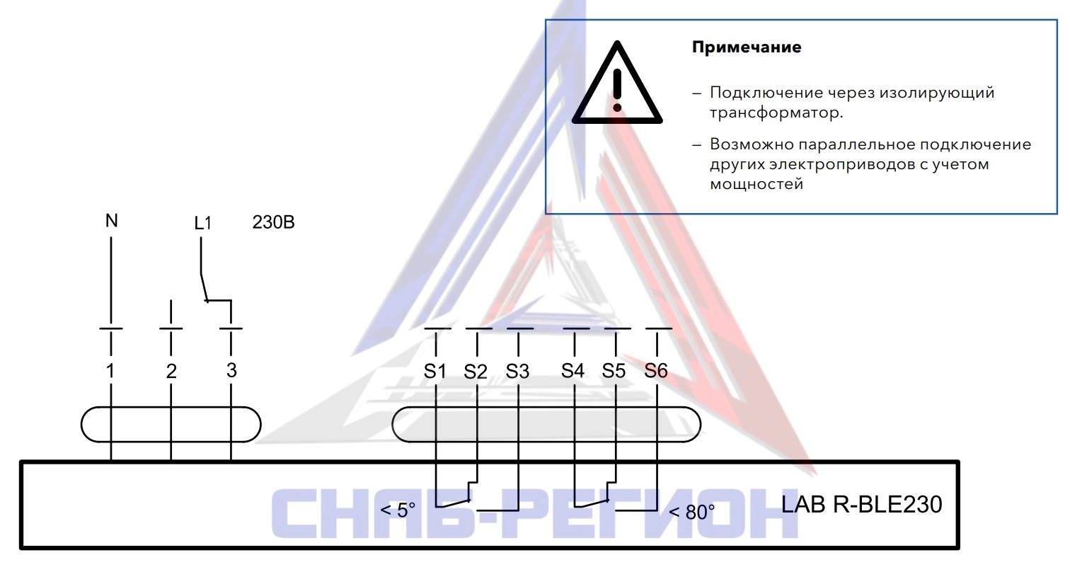 Схема подключения привода LAB R-BLE230 ENSO Схема подключения привода LAB R-BLE230 ENSO
