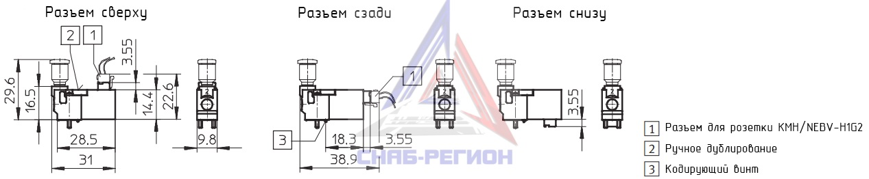 Габаритные размеры пневмораспределителя Festo MHP1-M4H-2/2G-M3-TC Габаритные размеры пневмораспределителя Festo MHP1-M4H-2/2G-M3-TC