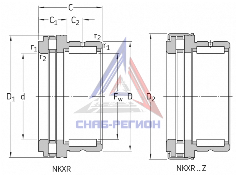 Размеры игольчатого роликового подшипника NKXR25-Z NBS Размеры игольчатого роликового подшипника NKXR25-Z NBS