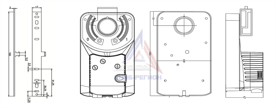 Габаритные размеры электропривода BVM VAV30NM Габаритные размеры электропривода BVM VAV30NM