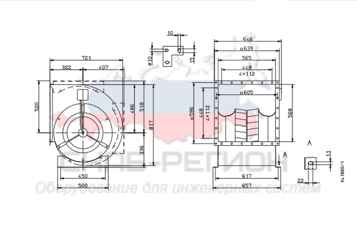 Купить КупитьВентилятор Ziehl-Abegg RD45A-4DW.6L.1L центробежный