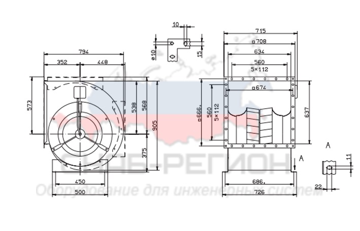 КупитьВентилятор Ziehl-Abegg RD50A-4DW.6T.1L центробежный