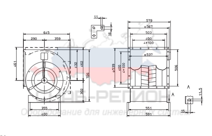 КупитьВентилятор Ziehl-Abegg RD40A-4DW.4N.1L центробежный