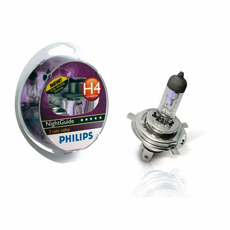 Набор (2 шт.) автоламп H4 12V 60/55W PHILIPS NightGuide DoubleLife галоген 12342 NGDL Набор (2 шт.) автоламп H4 12V 60/55W PHILIPS NightGuide DoubleLife галоген 12342 NGDL