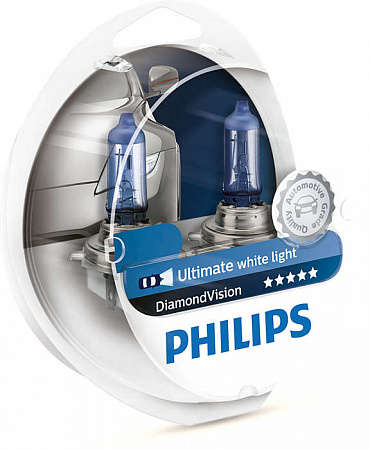 Набор (2 шт.) автоламп H1/P14.5s 12V 55W PHILIPS DiamondVision галоген 5000К 12258DVS2 Набор (2 шт.) автоламп H1/P14.5s 12V 55W PHILIPS DiamondVision галоген 5000К 12258DVS2
