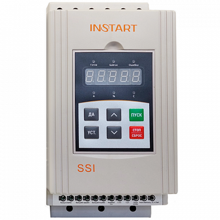 Устройство плавного пуска SSI-37/75-04 37кВт, 75А, 3Ф, 380В 15%, 50Гц/60Гц, IP20, без встроенного бай паса Устройство плавного пуска SSI-37/75-04 37кВт, 75А, 3Ф, 380В 15%, 50Гц/60Гц, IP20, без встроенного бай паса