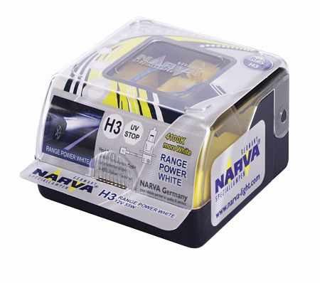 Набор (2 шт.) автоламп H3 12V 55W NARVA RANGE POWER WHITE галоген 98516 Набор (2 шт.) автоламп H3 12V 55W NARVA RANGE POWER WHITE галоген 98516