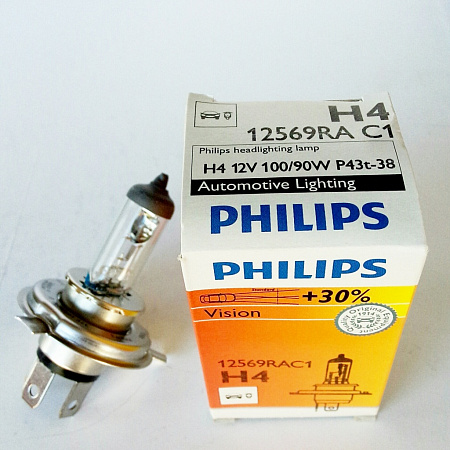 Автолампа H4 12V 100/90W PHILIPS Vision галоген 12569RAB1 Автолампа H4 12V 100/90W PHILIPS Vision галоген 12569RAB1