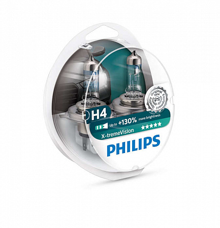 Набор (2 шт.) автоламп H4 12V 60/55W PHILIPS X-tremeVision галоген 3500K 12342XV+S2 Набор (2 шт.) автоламп H4 12V 60/55W PHILIPS X-tremeVision галоген 3500K 12342XV+S2
