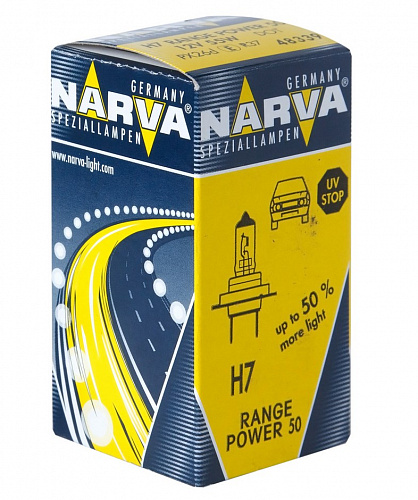 Автолампа H7 12V 55W NARVA RANGE POWER 50+ галоген 3500К 48339 Автолампа H7 12V 55W NARVA RANGE POWER 50+ галоген 3500К 48339